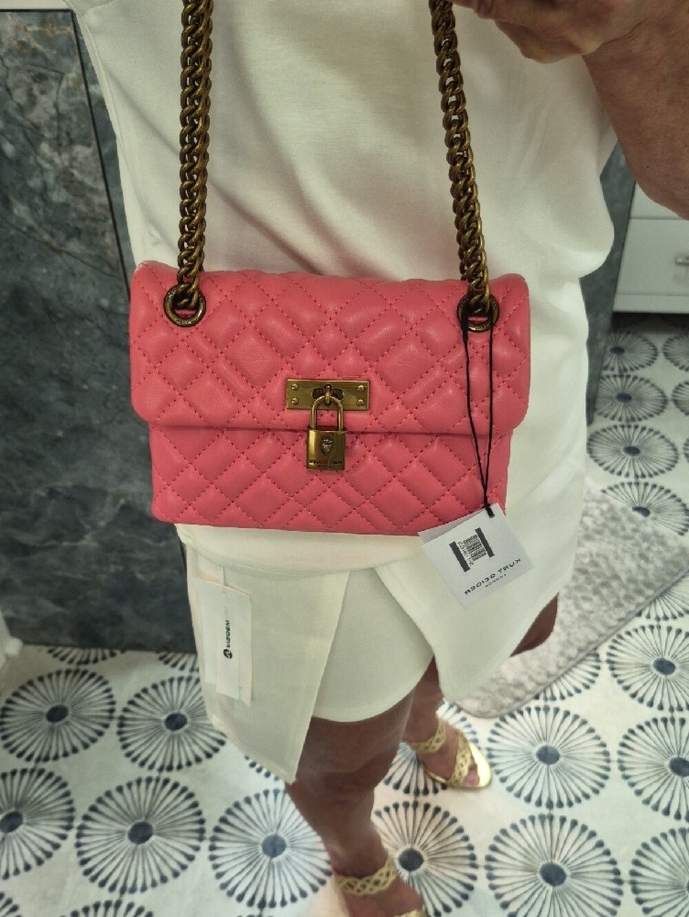 Kurt Geiger 'The Brixton" Quilted Pink Convertible Shoulder/Crossbody
